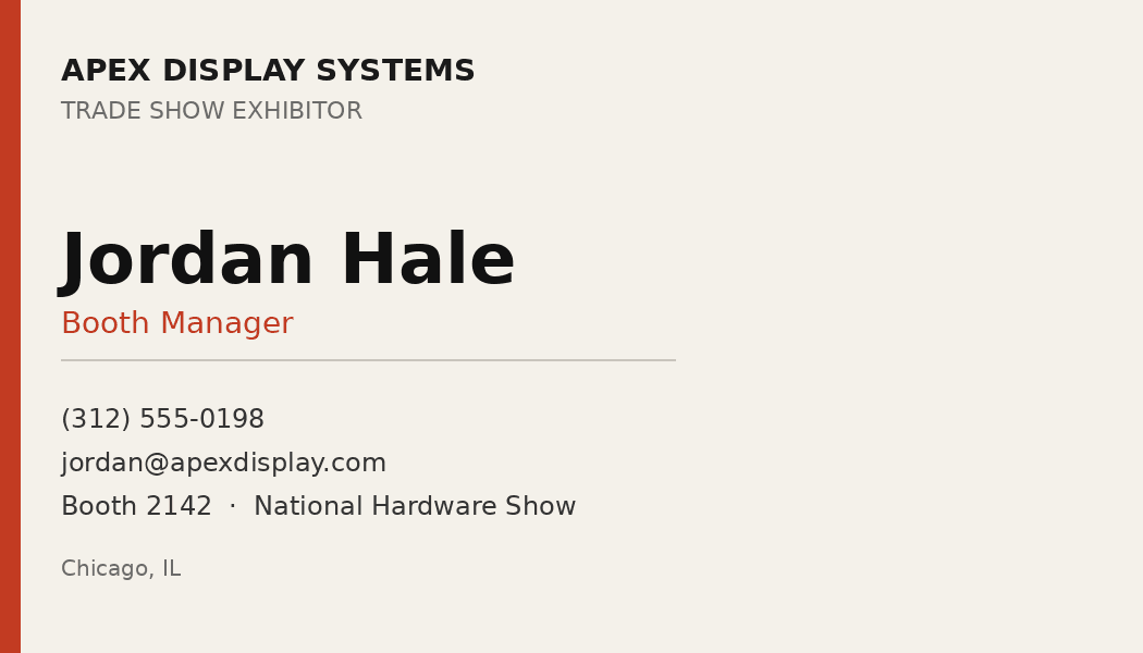 Exhibitor card